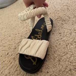 Sam Edelman Cream Ruched Sandals